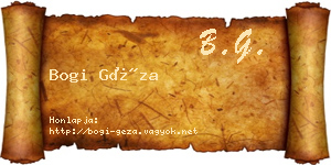 Bogi Géza névjegykártya